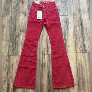 M.i.H. CASABLANCA Mid Rise Kick Flare Red Velvet Pants Jeans 24